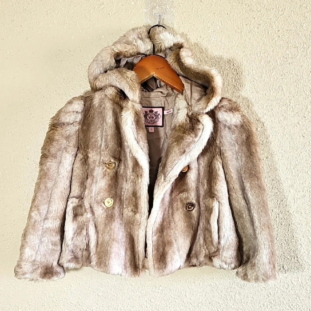 Juicy Couture Faux Rabbit Hooded Jacket.
